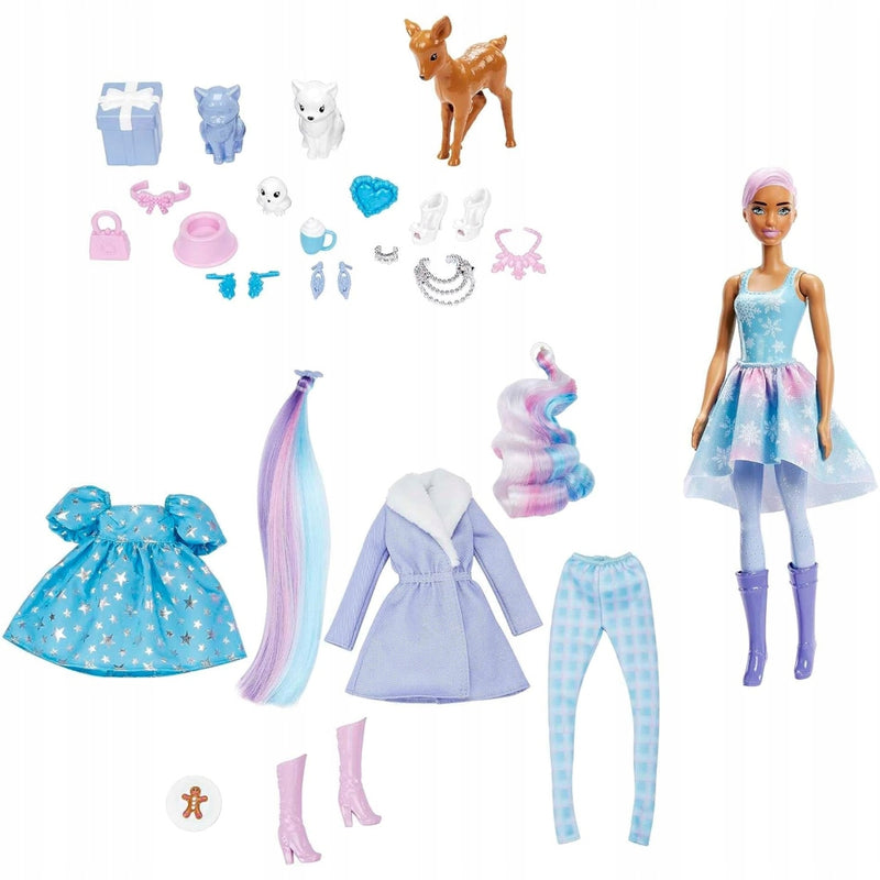 BARBIE COLOUR REVEAL KALENDARZ ADWENTOWY - widok 3 opakowania szczegoly zabawka kolekcja