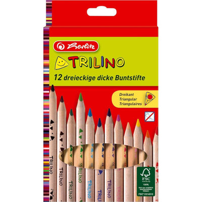 Zabawka KREDKI TRÓJKĄTNE HERLITZ TRILINO GRUBE W DREWNIANE - kolekcjonerska premium zabawki Aseo dla dzieci
