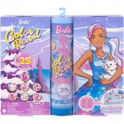 BARBIE COLOUR REVEAL KALENDARZ ADWENTOWY - widok 2 opakowania szczegoly zabawka kolekcja