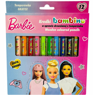 Kredki Bambino Jumbo Grube w Drewnianej Oprawie z Nadrukiem Barbie 12szt